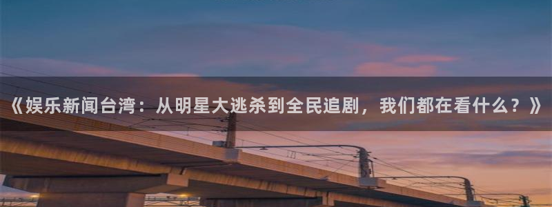 《娱乐新闻台湾：从明星大逃杀到全民追剧，我们都在看什么？》